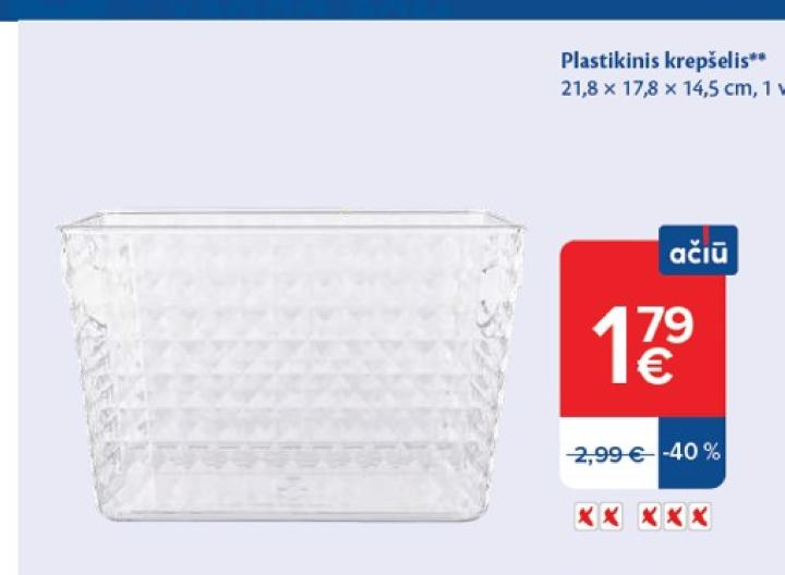Plastikinis krepšelis, 17.8 x 14.5 cm