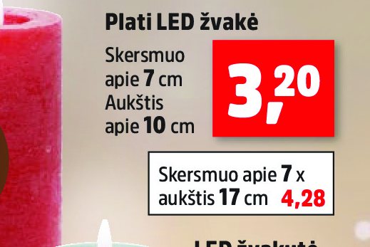 Plati LED žvakė, 7 cm