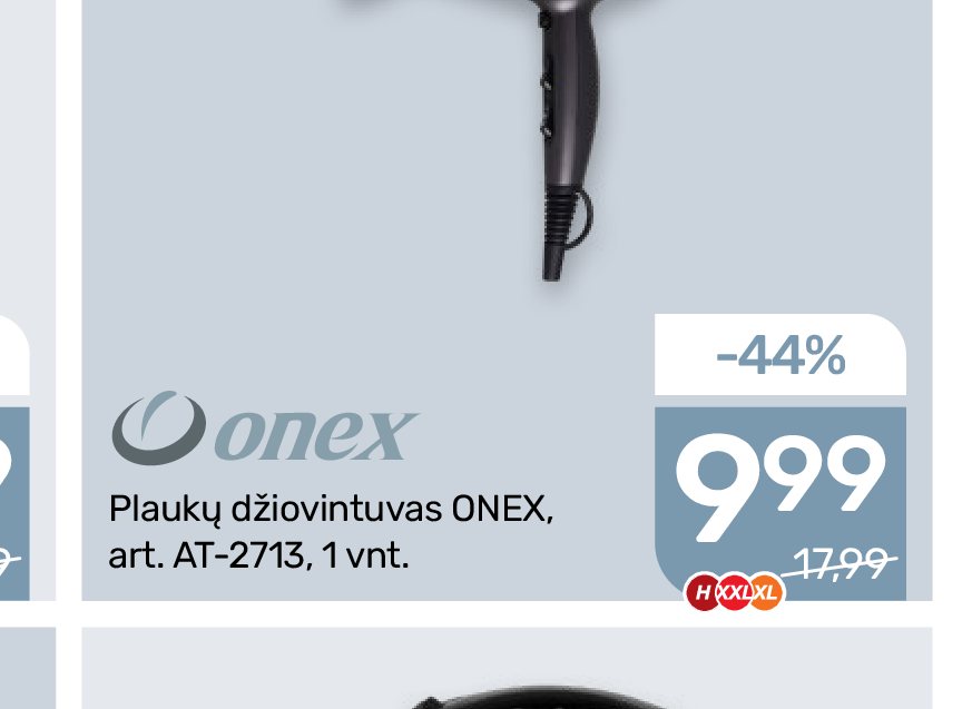 Plaukų džiovintuvas ONEX, 1 vnt