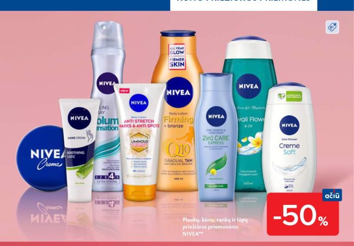 Plaukų, kūno, rankų ir lūpų priežiūros priemonėms NIVEA