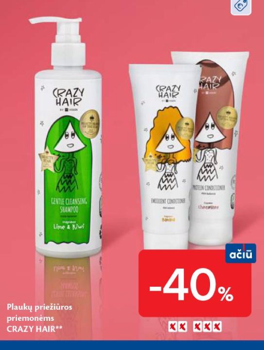 Plaukų priežiūros priemonėms CRAZY HAIR