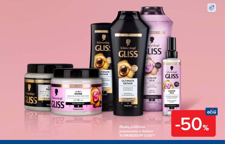Plaukų priežiūros priemonėms ir dažams SCHWARZKOPF GLISS