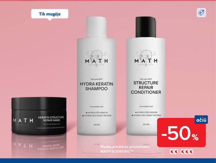 Plaukų priežiūros priemonėms MATH SCIENTIFIC