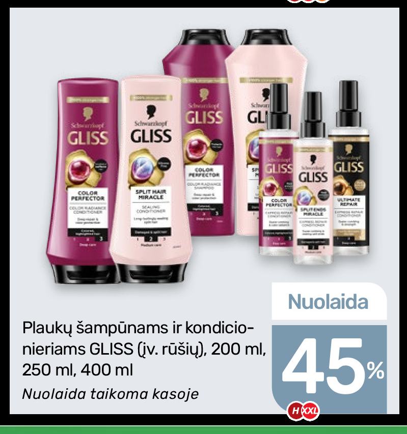 Plaukų šampūnams ir kondicionieriams GLISS, 200 ml