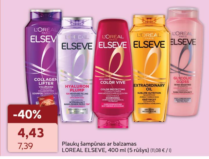 Plaukų šampūnas ar balzamas LOREAL ELSEVE, 400 ml