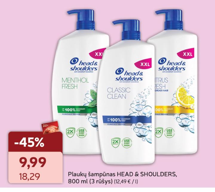 Plaukų šampūnas HEAD & SHOULDERS, 800 ml