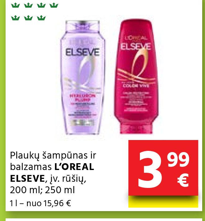 Plaukų šampūnas ir balzamas L'OREAL ELSEVE, 200 ml