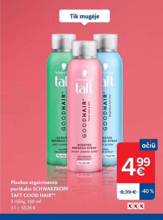 Plaukus atgaivinantis purškalas SCHWARZKOPF TAFT GOOD HAIR, 150 ml