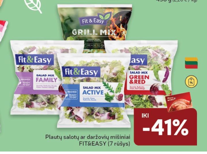 Plautų salotų ar daržovių mišiniai FIT&EASY