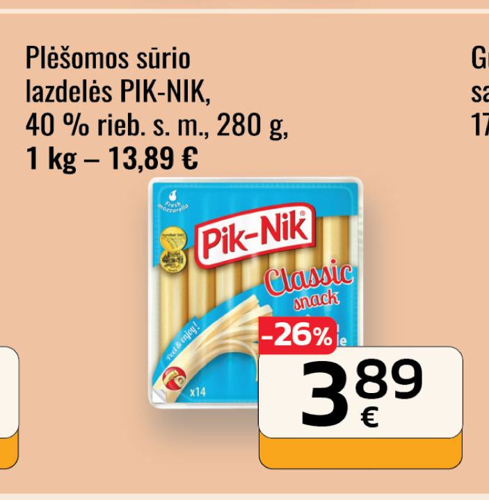 Plėšomos sūrio lazdelės PIK-NIK, 280 g