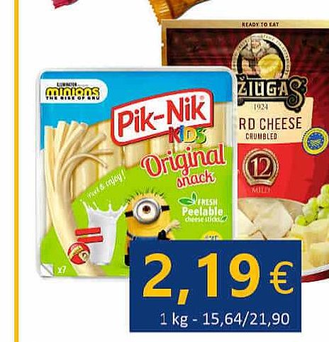 Plėšomosios sūrio dešrelės PIK-NIK KIDS ORIGINAL, 140 g