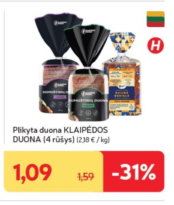 Plikyta duona KLAIPĖDOS DUONA