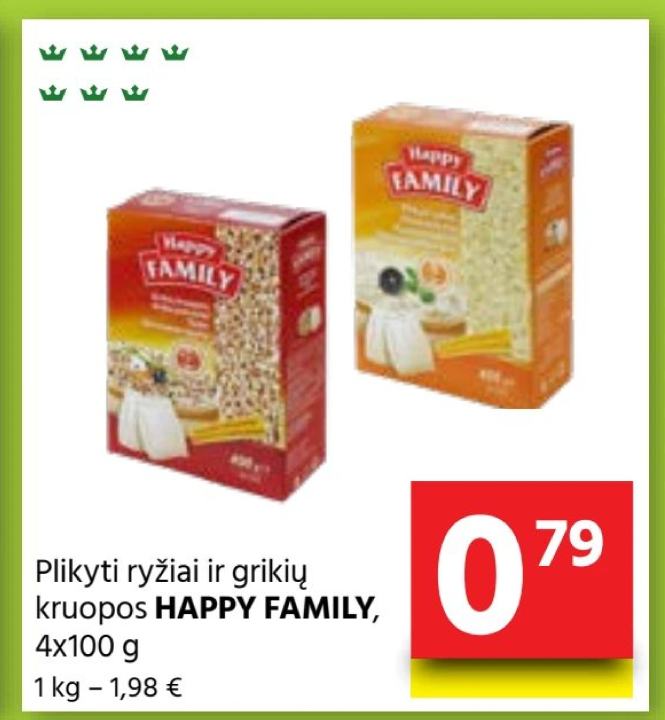 Plikyti ryžiai ir grikių kruopos HAPPY FAMILY, 4 x 100 g