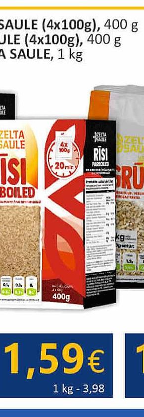 Plikyti ryžiai ZELTA SAULE, 4 x 100 g