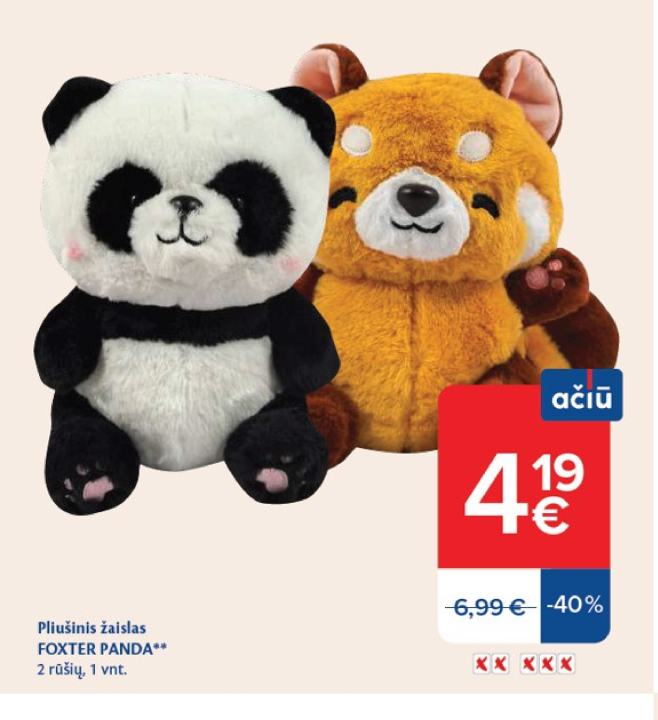 Pliušinis žaislas FOXTER PANDA, 1 vnt