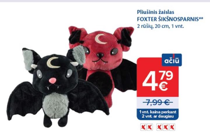 Pliušinis žaislas FOXTER ŠIKŠNOSPARNIS, 20 cm