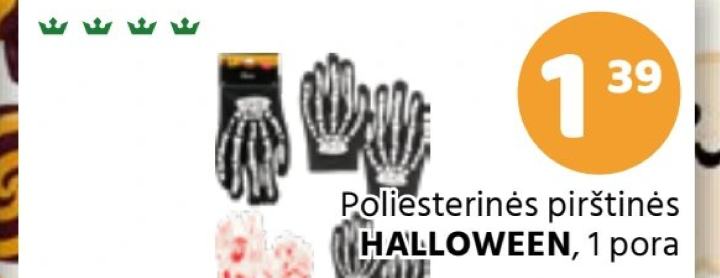 Poliesterinės pirštinės HALLOWEEN, 1 pora