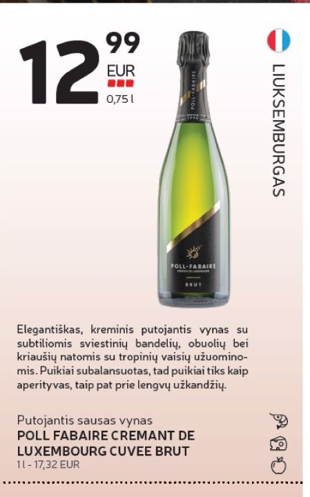 POLL FABAIRE CREMANT DE LUXEMBOURG CUVEE BRUT, 0.75 l