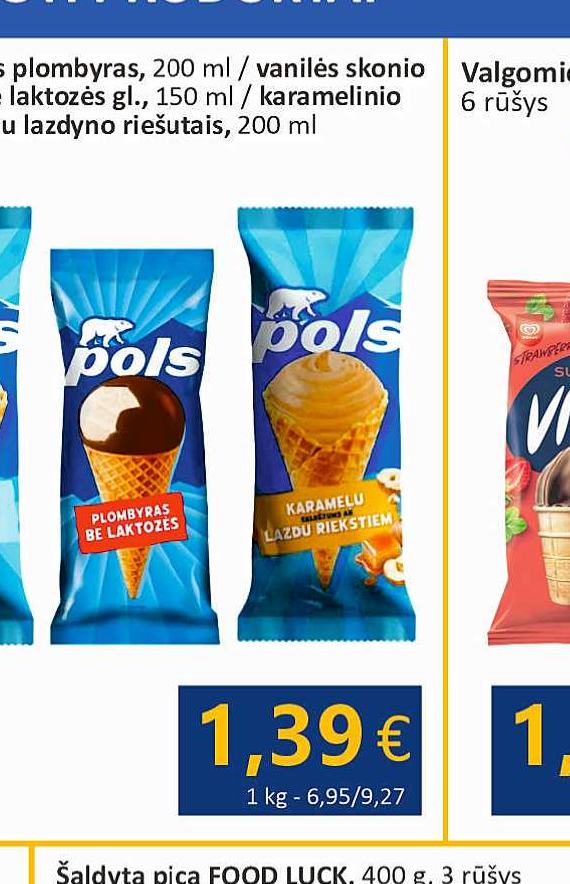 POLS vanilės skonio plombiras be laktozės gl., 150 ml