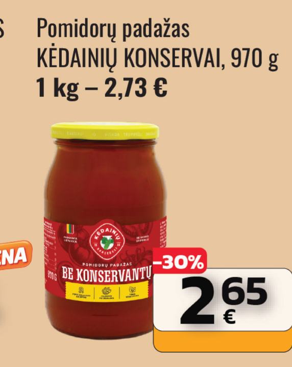 Pomidorų padažas KĖDAINIŲ KONSERVAI, 970 g
