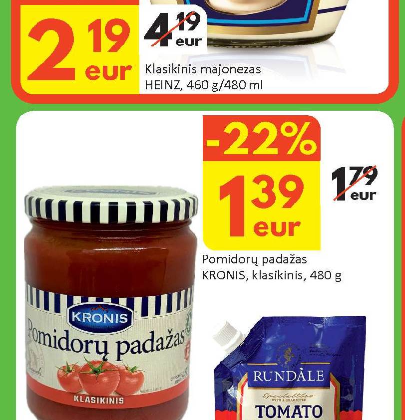 Pomidorų padažas KRONIS, klasikinis, 480 g