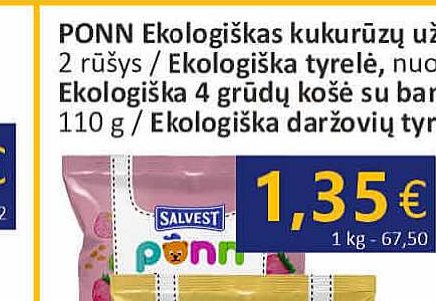 PONN Ekologiškas kukurūzų užkandis, 20 g