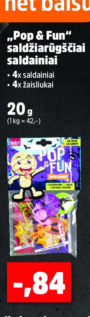 „Pop & Fun“ saldžiarūgščiai saldainiai, 20 g