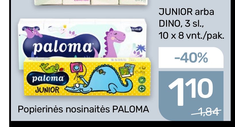Popierinės nosinaitės PALOMA, 10 x 8 vnt
