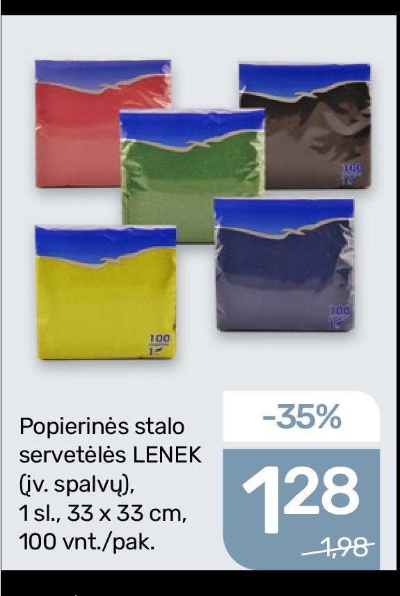 Popierinės stalo servetėlės LENEK, 33 x 33 cm