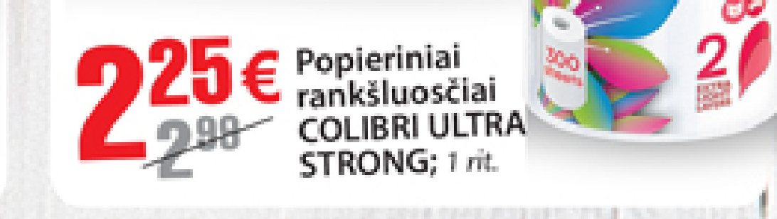 Popieriniai rankšluosčiai COLIBRI ULTRA STRONG, 1 rit.