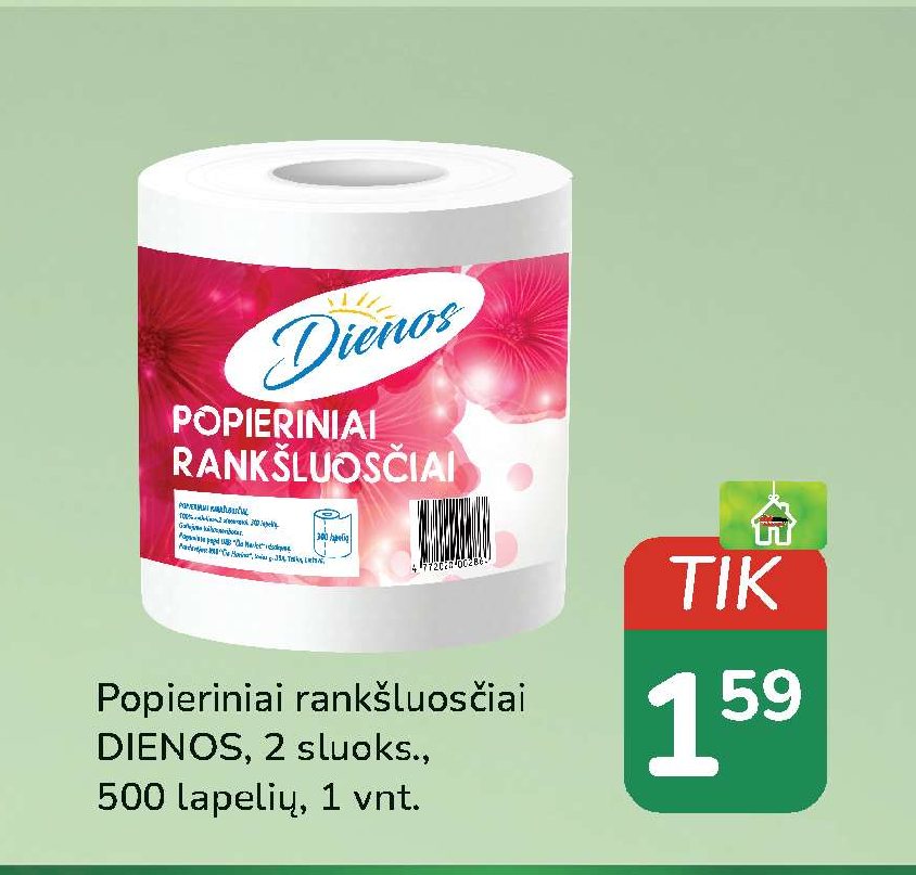 Popieriniai rankšluosčiai DIENOS, 1 vnt