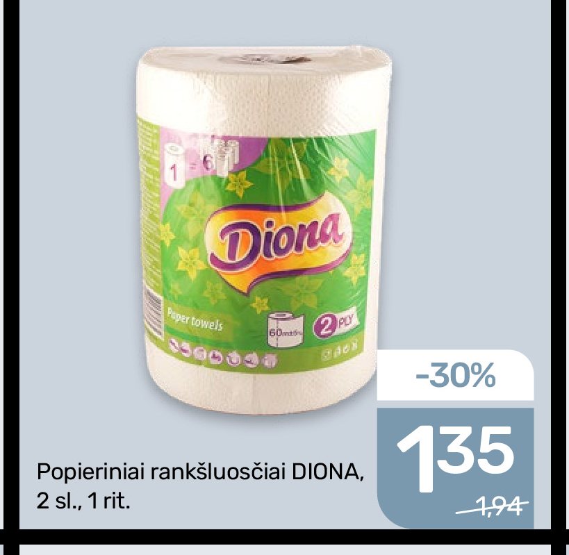 Popieriniai rankšluosčiai DIONA, 1 rit.