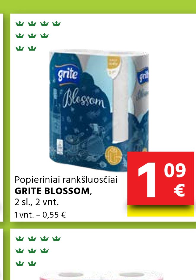 Popieriniai rankšluosčiai GRITE BLOSSOM, 2 vnt