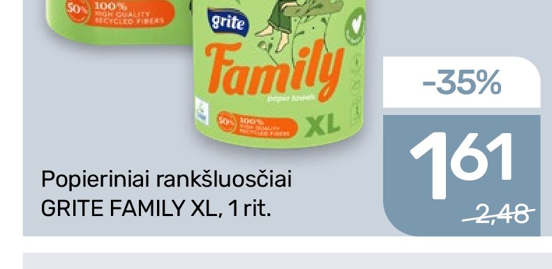 Popieriniai rankšluosčiai GRITE FAMILY XL, 1 rit.