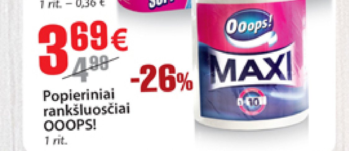Popieriniai rankšluosčiai OOOPS!, 1 rit.