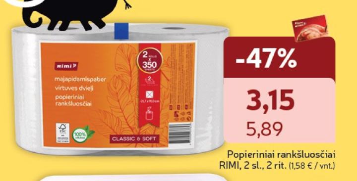 Popieriniai rankšluosčiai RIMI, 2 rit.