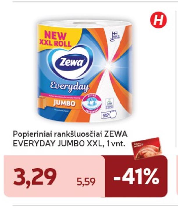 Popieriniai rankšluosčiai ZEWA EVERYDAY JUMBO XXL, 1 vnt