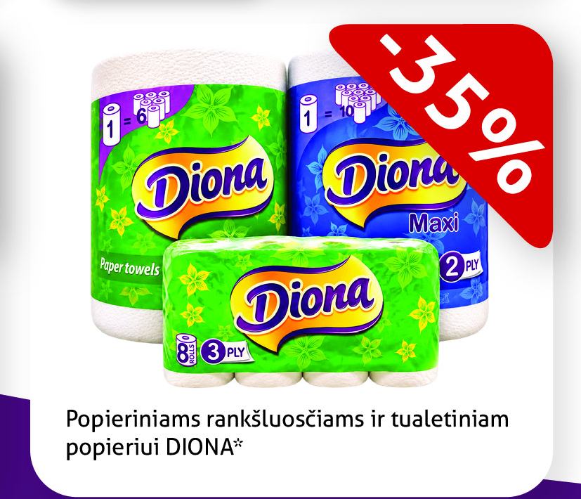Popieriniams rankšluosčiams ir tualetiniam popieriui DIONA