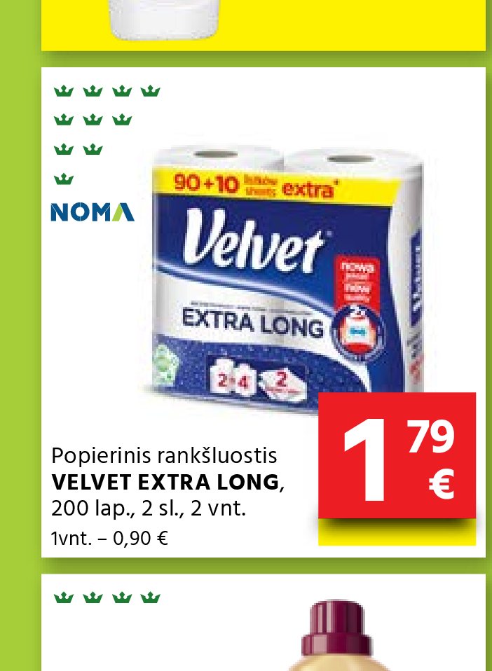 Popierinis rankšluostis VELVET EXTRA LONG, 2 vnt