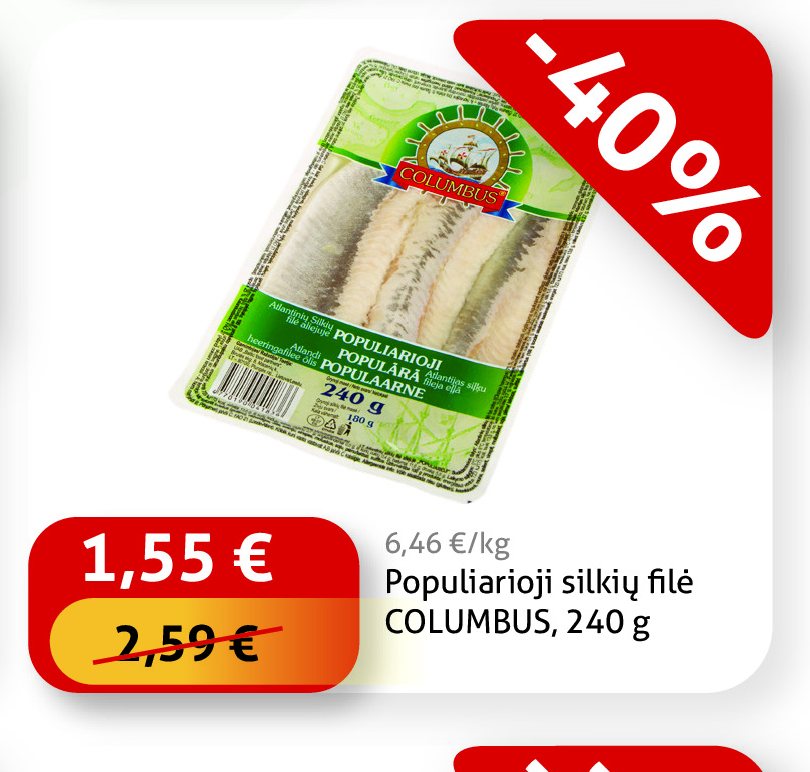 Populiarioji silkių filė COLUMBUS, 240 g