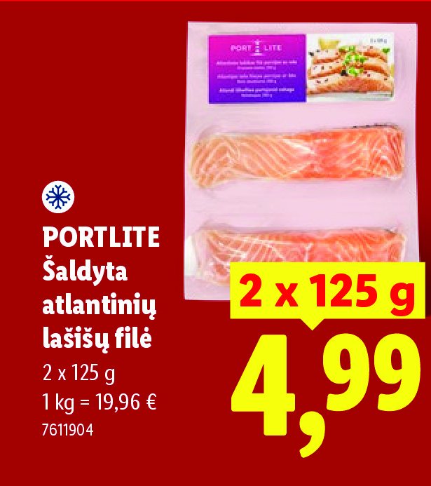 PORTLITE Šaldyta atlantinių lašišų filė, 2 x 125 g