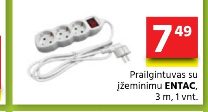 Prailgintuvas su įžeminimu ENTAC, 3 m