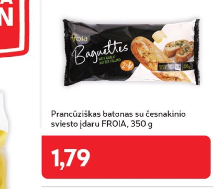 Prancūziškas batonas su česnakinio sviesto įdaru FROIA, 350 g