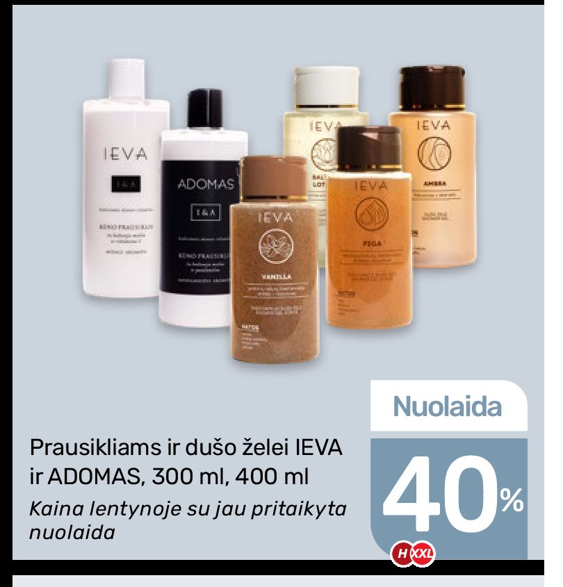 Prausikliams ir dušo želei IEVA ir ADOMAS, 300 ml