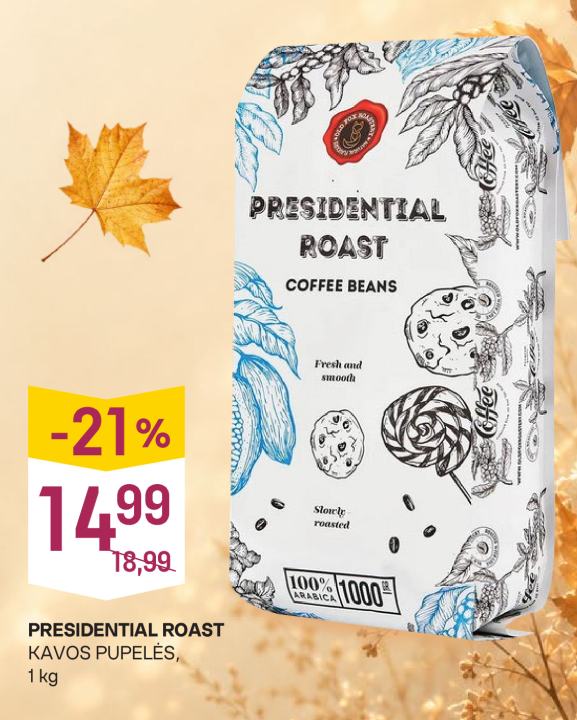 PRESIDENTIAL ROAST KAVOS PUPELĖS, 1 kg