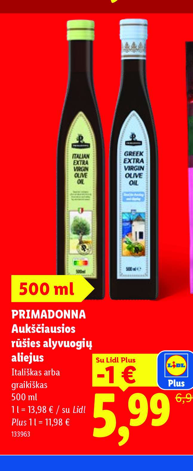 PRIMADONNA Aukščiausios rūšies alyvuogių aliejus, 500 ml