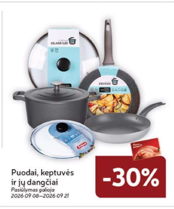 Puodai, keptuvės ir jų dangčiai