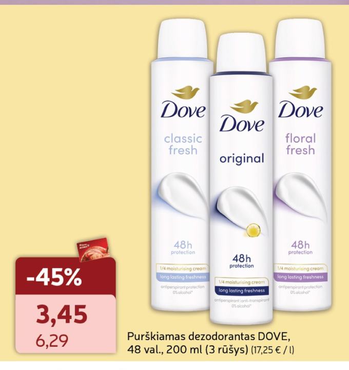 Purškiamas dezodorantas DOVE, 200 ml
