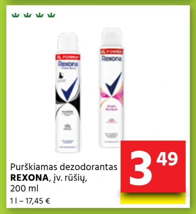 Purškiamas dezodorantas REXONA, 200 ml