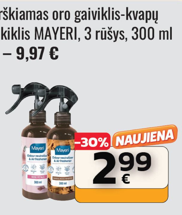Purškiamas oro gaiviklis-kvapų naikiklis MAYERI, 300 ml